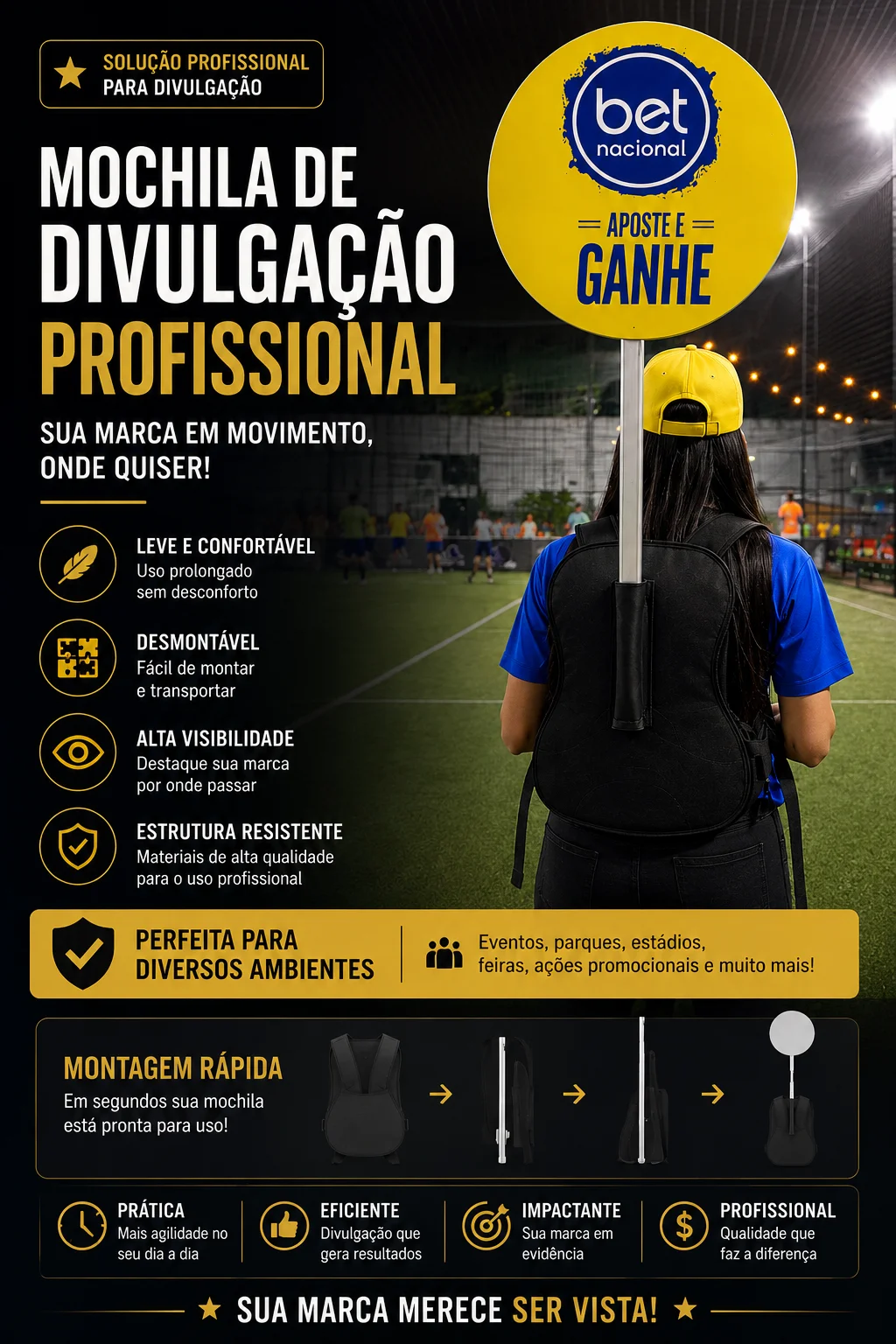 Detalhe de costura reforçada da mochila pirulito